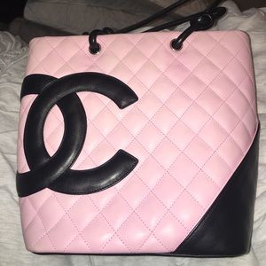 Authentic Chanel Cambon pink/black